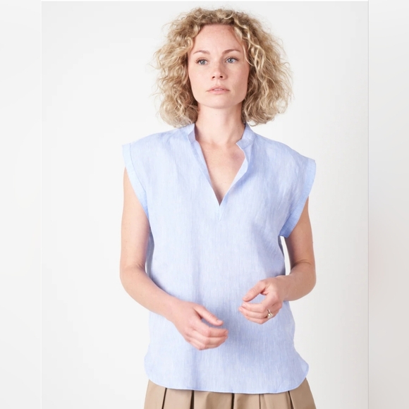 Rachel Comey Rusk Linen Top Blue Size 8